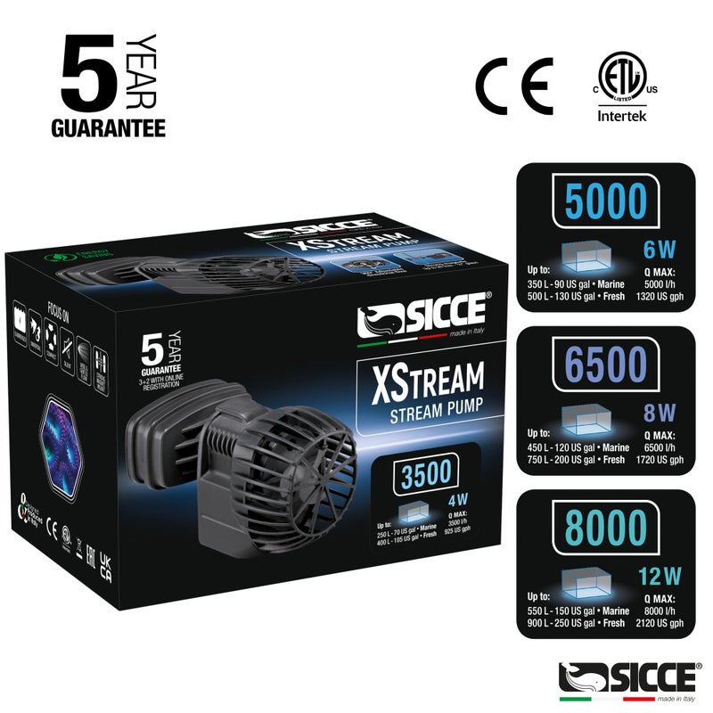 SICCE XSTREAM 3500 Wave Maker Flow Pump 925 GPH | 360Â° Adjustable Quiet Submersible Magnetic Powerhead for Saltwater & Freshwater Tanks, Aquarium Water Circulation Pump up to 70 Gallons - Image 3